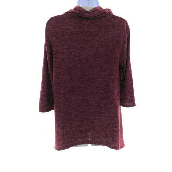 Amana Apparel Cranberry Cowl Neck Asymmetric Hem Top - Women's Size Small - Chic - Picture 3 of 3